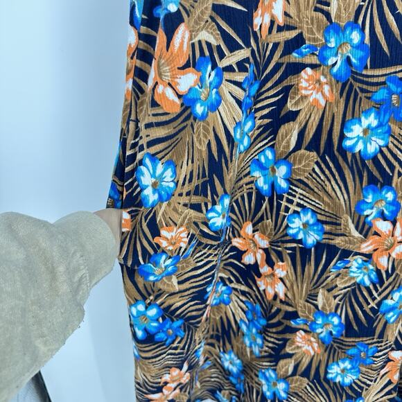 Lands End Womens 2X Hawaiian Midi Dress A-line Floral Short Sleeve Soft Pockets - Picture 6 of 11